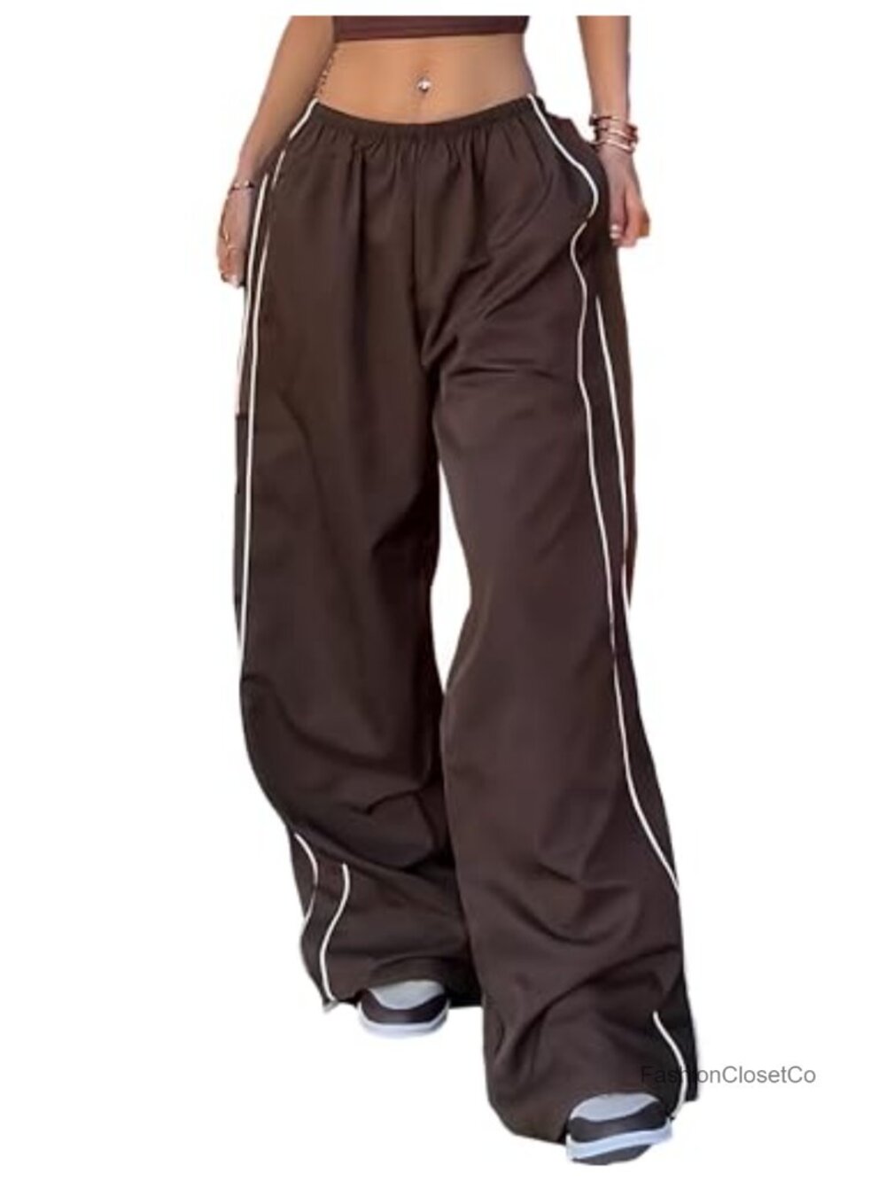 Y2K Parachute Pants Baggy Track Pants Drawstring High Waist Women's